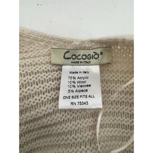 Cocogio Cream Wool Blend Cardigan Shrug Pockets One Size Fits Most - Picture 3 of 4